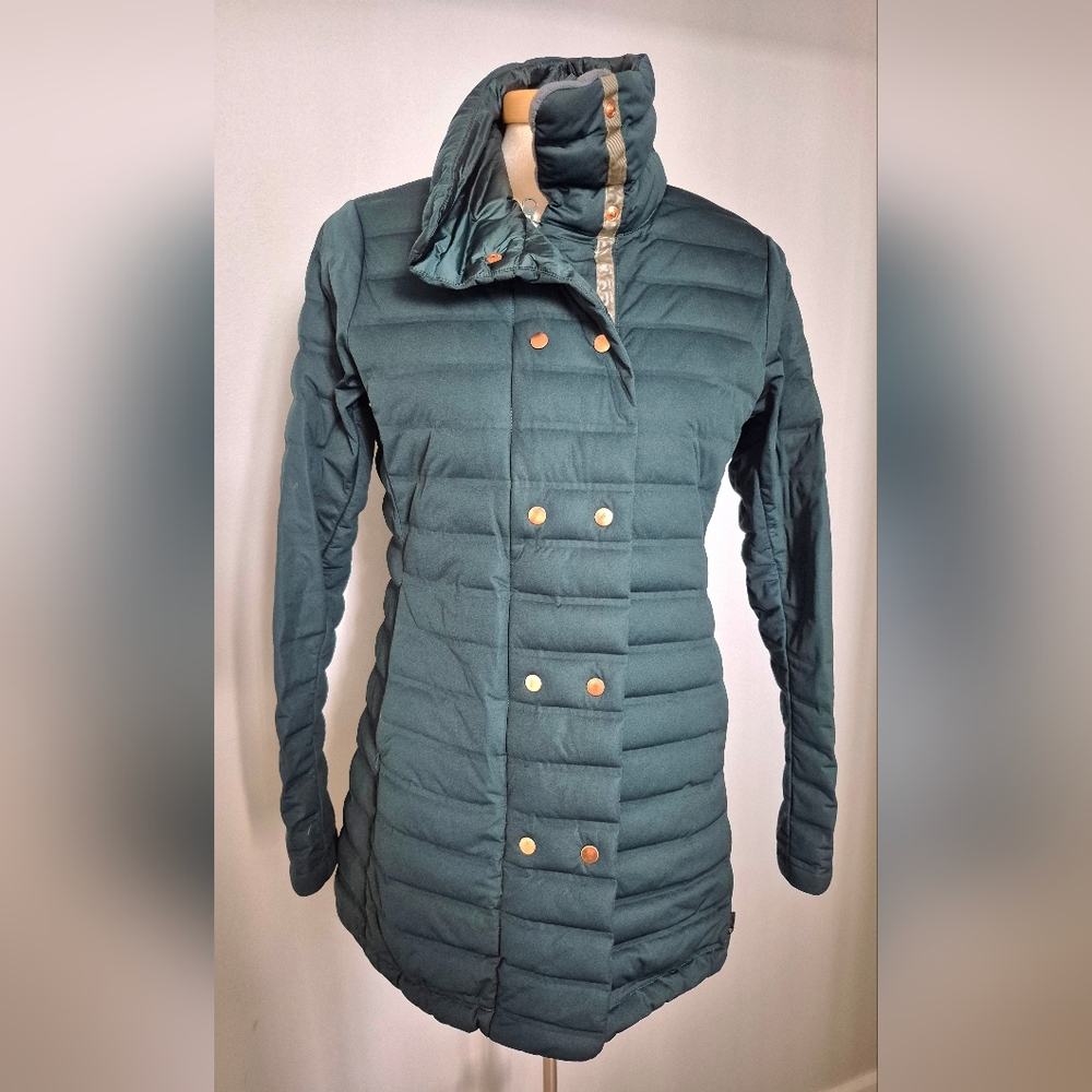 Mountain Hardwear Teal Quilted Women's Puffer Coat with Gold Hardware